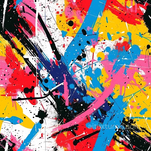 Seamless 3D PBR texture featuring vibrant colorful graffiti splatters and strokes texture preview