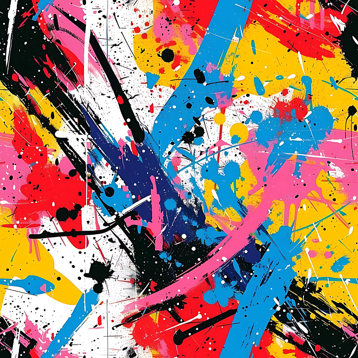 Featuring Vibrant Colorful Graffiti Splatters And Strokes seamless PBR texture preview