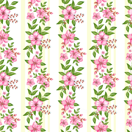 Pink Flower Texture of Pink Watercolor Flowers with Vertical Stripes seamless Pink Flower PBR texture