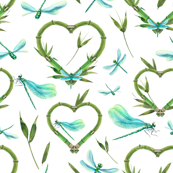 Featuring Bamboo Heart Shapes and Dragonflies Dragonfly texture preview