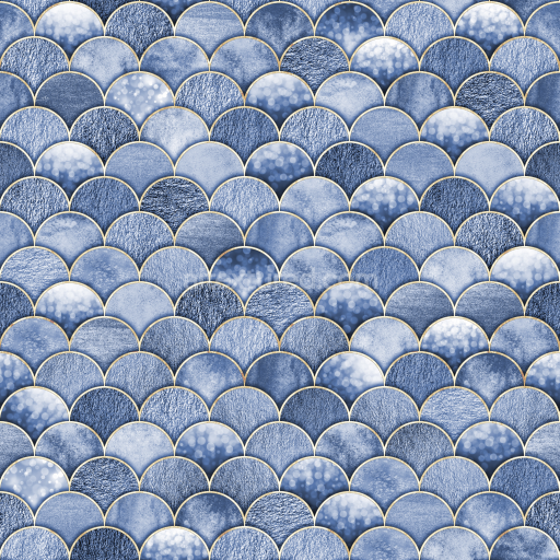 Preview — Seamless 3D PBR Blue Mermaid Scale Texture with Varied Surface Finishes