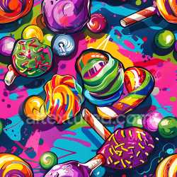 seamless Seamless 3D PBR Texture of Colorful Candy-Inspired Graffiti with Spray Paint Splashes texture 8k free download PBR