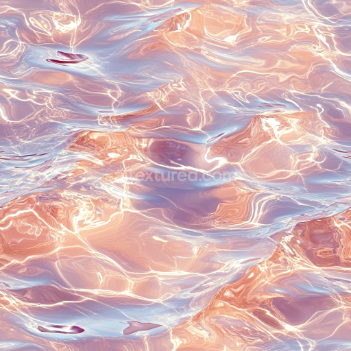 Seamless 3D Pink Stylized Water Surface PBR Texture with Reflective Highlights