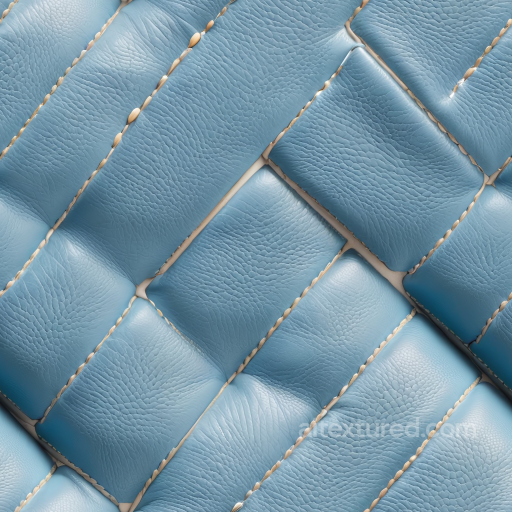 Blue Quilted Leather Texture Featuring Padded Panels and Visible Stitching seamless Leather PBR texture