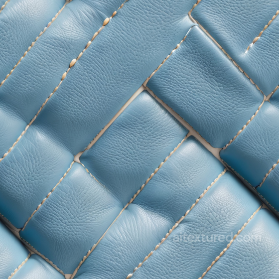 Blue Quilted Leather Texture Featuring Padded Panels and Visible Stitching Leather texture preview