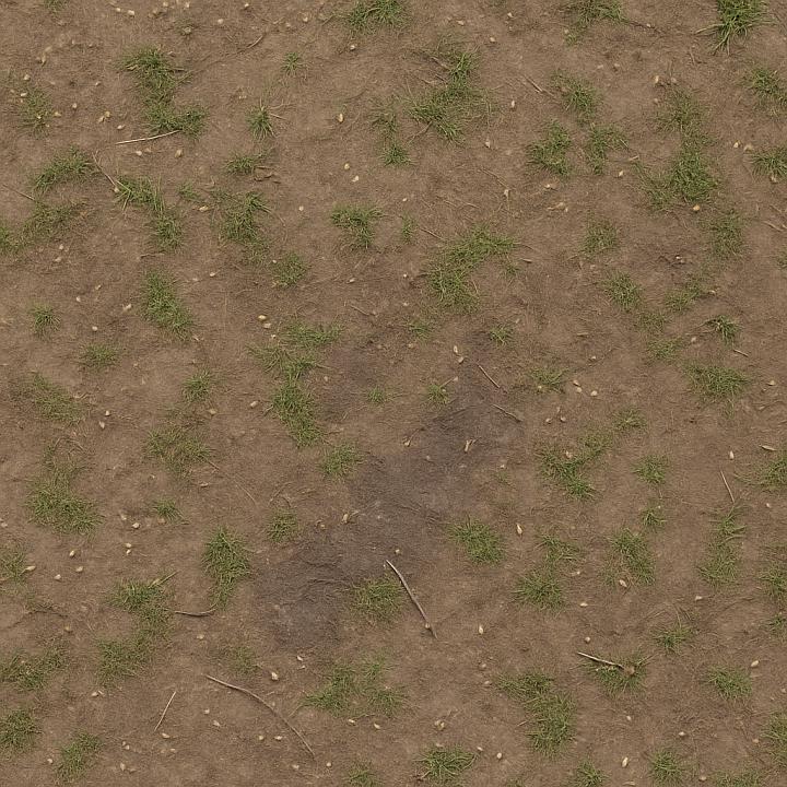 Dirt Compacted With Muddy Spots And Scattered Seeds Natural Wear Asphalt seamless PBR texture preview