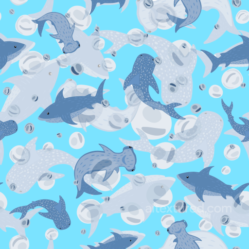 Baby Boy Texture of Playful Blue Hammerhead and Whale Sharks on Light Blue seamless Baby Boy PBR texture