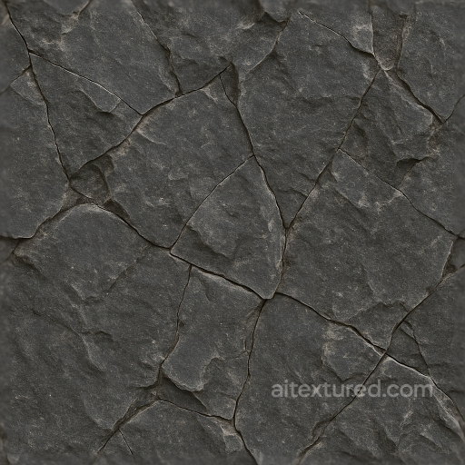 Flint Dark Rough Fractured Stone Surface seamless Stone PBR texture