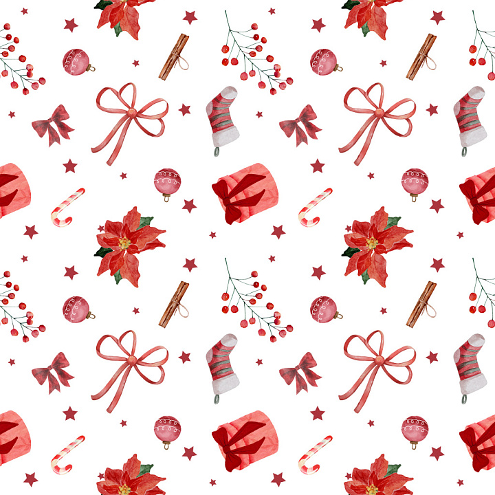 Christmas Pattern Featuring Festive Holiday Motifs seamless PBR texture preview