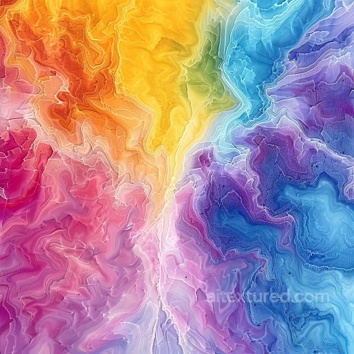Alcohol Ink PBR Texture Featuring Vibrant Rainbow Fluid Waves and Organic Marbling seamless Alcohol ink PBR texture