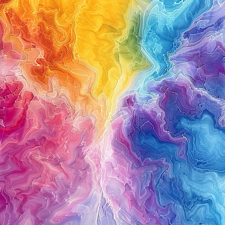 Alcohol Ink Featuring Vibrant Rainbow Fluid Waves and Organic Marbling seamless PBR texture preview