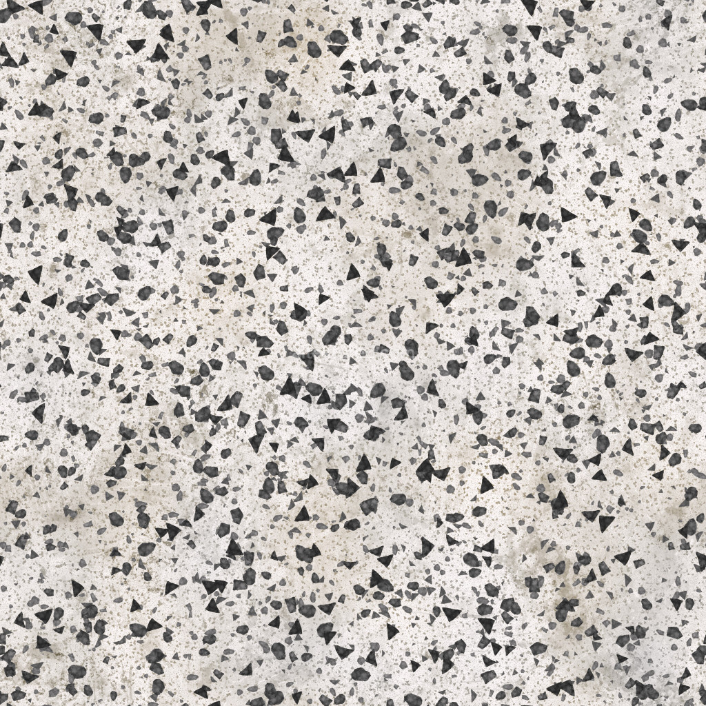 Seamless terrazzo PBR texture with various stone fragments