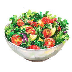 seamless Breakfast Salad Bowl with Fresh Kale, Cherry Tomatoes, and Lemon Slices Illustration texture 8k free download PBR