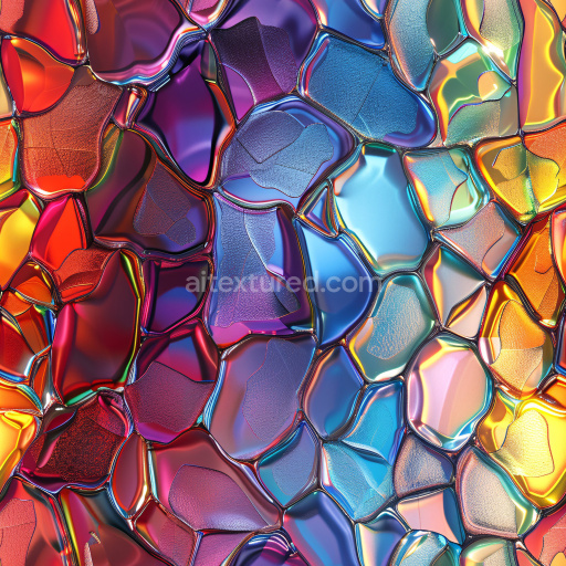 Seamless 3D PBR Texture of Glossy Iridescent Multicolor Organic Panels