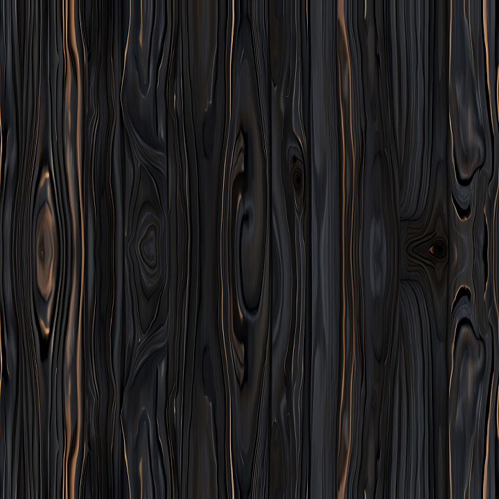 Charred Blackwood Planks with Distinct Knots and Grain Wood seamless PBR texture preview