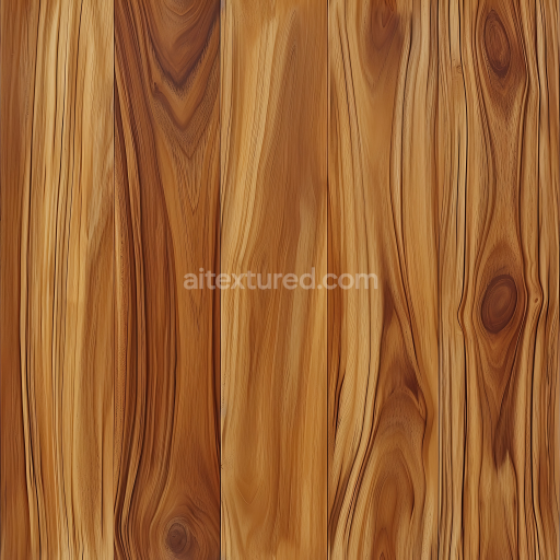 Seamless 3D Natural Hickory Wood Planks PBR Texture with Warm Grain Patterns