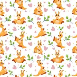Pattern Bundle - Seamless 3D PBR Texture with Playful Kangaroo Cartoon Motifs and Whimsical Hearts texture preview