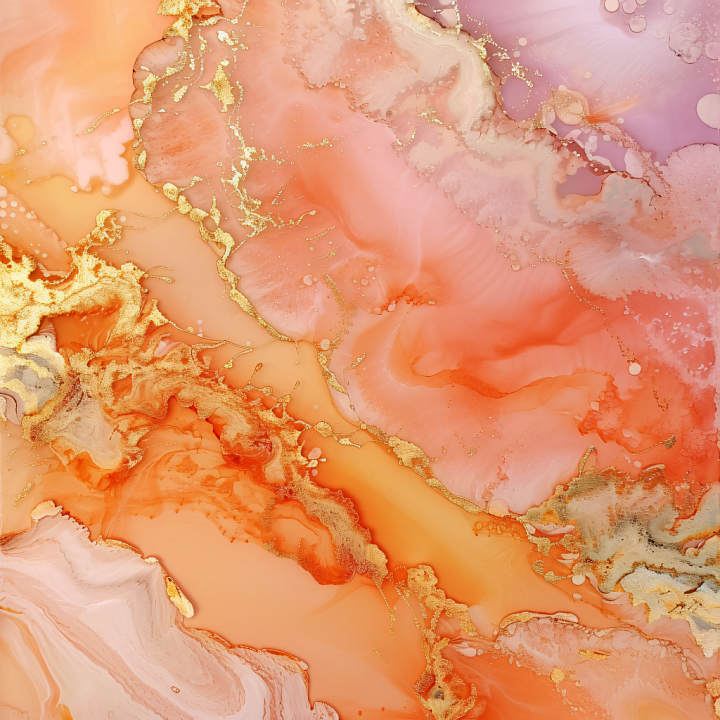 Alcohol Ink with Peach, Orange, and Gold Fluid Swirls seamless PBR texture preview