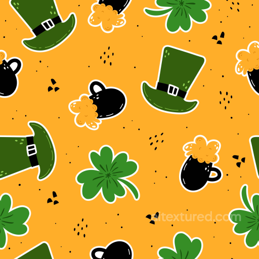 St Patrick Digital Paper Texture with Green Hats and Shamrocks seamless St patrick digital paper bundle PBR texture