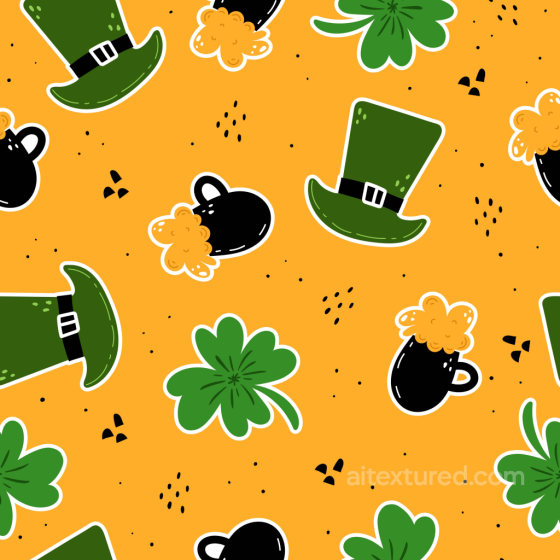 St Patrick Digital Paper Texture with Green Hats and Shamrocks St patrick digital paper bundle texture preview