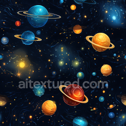 seamless Seamless 3D Space PBR Texture Featuring Stylized Colorful Planets with Rings texture 8k free download PBR
