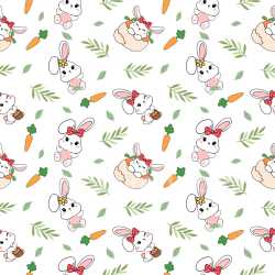 Pattern Bundle - Seamless 3D Pattern PBR Texture Featuring Playful Bunny Motifs with Carrots and Leaves texture preview