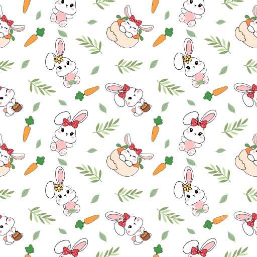 Pattern PBR Texture Featuring Playful Bunny Motifs with Carrots and Leaves seamless Pattern Bundle PBR texture