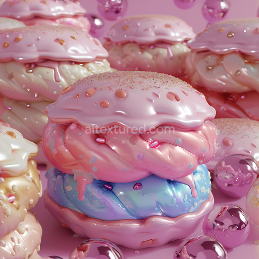 Seamless 3D Inflated PBR Texture Featuring Glossy Pastel Bubble Foam Pattern