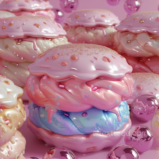 Inflated PBR Texture Featuring Puffy Vinyl Dollops in Pastel Pink and Blue seamless Inflated PBR texture