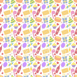 seamless Seamless 3D PBR Texture with Colorful Birthday Party Icons Pattern texture 8k free download PBR