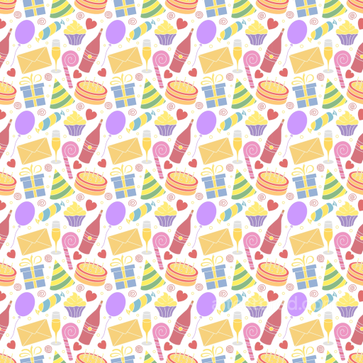with Colorful Birthday Party Icons Pattern seamless Birthday PBR texture