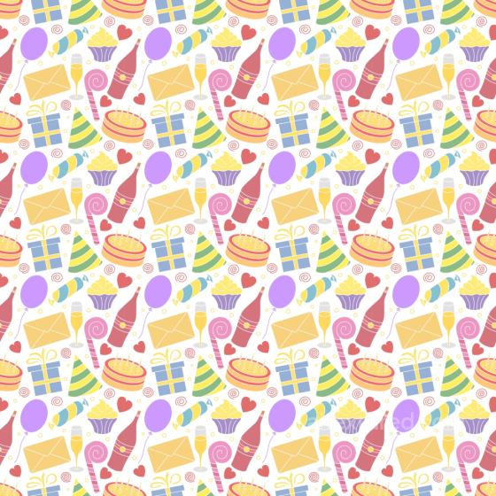 with Colorful Birthday Party Icons Pattern Birthday texture preview