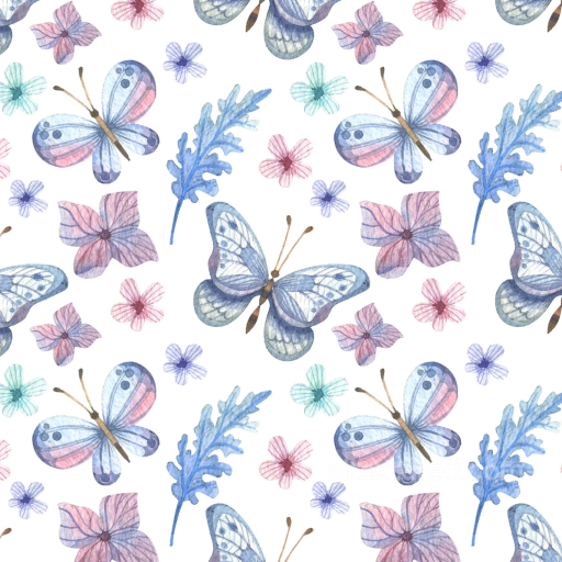 Featuring Soft Watercolor Butterflies and Floral Patterns seamless Watercolor Butterflies PBR texture
