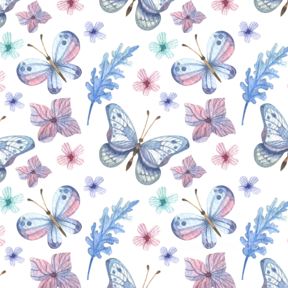 Featuring Soft Watercolor Butterflies and Floral Patterns Watercolor Butterflies texture preview