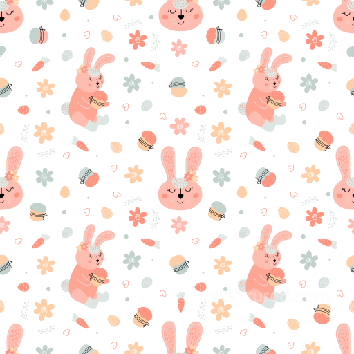 All Easter Digital paper Texture of Cute Easter Bunny and Floral Pattern seamless All Easter Digital paper PBR texture