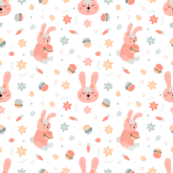 All Easter Digital paper Texture of Cute Easter Bunny and Floral Pattern All Easter Digital paper texture preview
