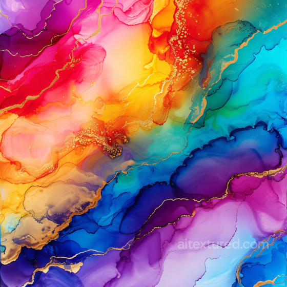Alcohol Ink PBR Texture Featuring Vibrant Multicolor Swirls and Gold Veins Alcohol ink texture preview