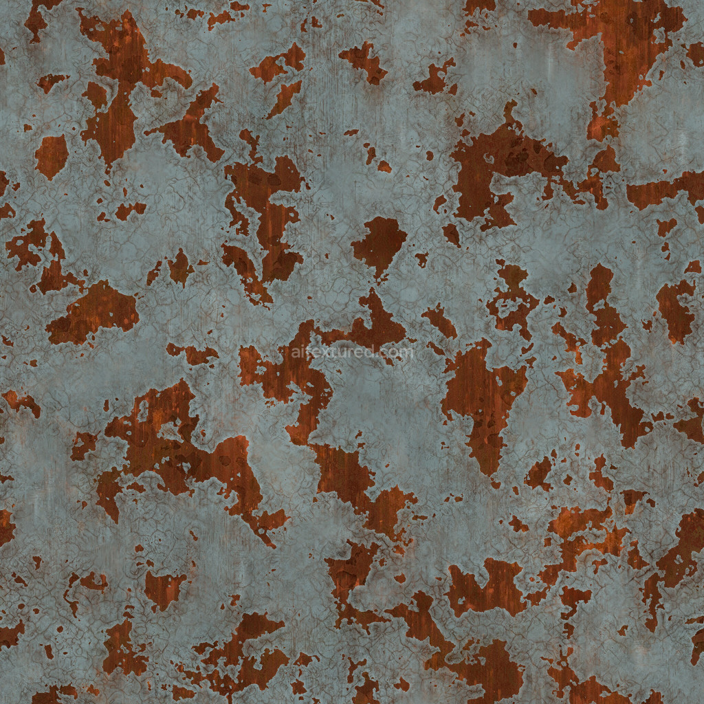 Seamless painted metal texture with rust and blue finish