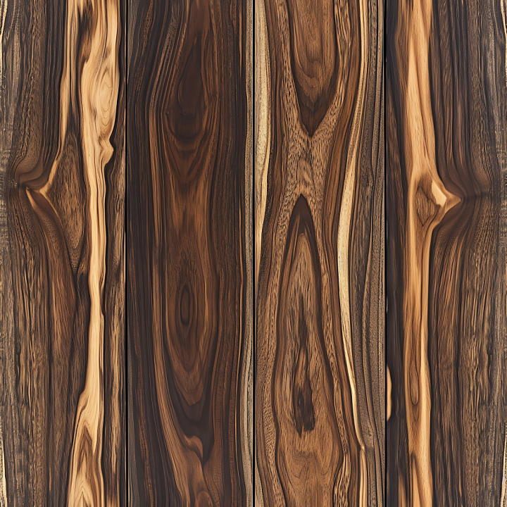 Exotic Dark Wood Planks with Bold Grain Patterns seamless PBR texture preview