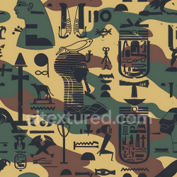 seamless Seamless 3D Egyptian Themed Camouflage PBR Texture with Ancient Hieroglyphic Motifs texture 8k free download PBR