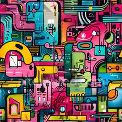 seamless Seamless 3D PBR Texture Featuring Vibrant Geometric Graffiti with Urban Abstract Motifs texture 8k free download PBR