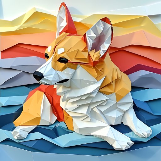 Animal - Seamless 3D PBR Texture Featuring Origami Style Corgi with Warm Orange and Cream Colors texture preview
