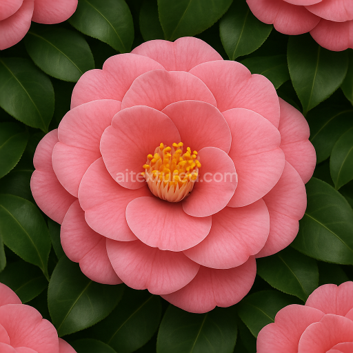 Seamless 3d texture pbr 8k camellia bloom flower petals closeup flower garden photorealistic