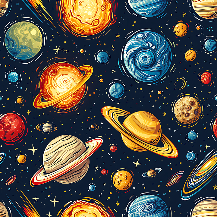 Featuring Cartoon-Style Planets and Starfield seamless PBR texture preview