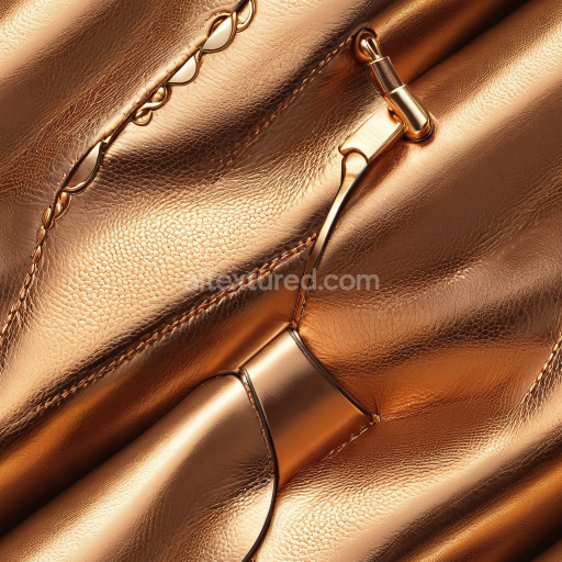 Seamless 3D PBR Texture of Metallic Gold Leather with Fine Grain and Stitching Details