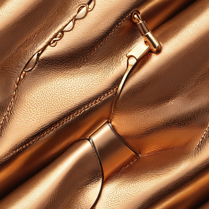 Metallic Gold Leather with Fine Grain and Stitching Details seamless PBR texture preview