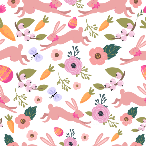 Featuring Playful Easter Bunnies and Spring Florals seamless All Easter Digital paper PBR texture
