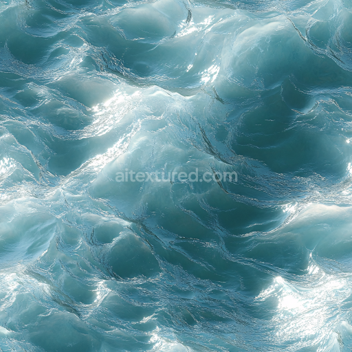 Seamless 3D PBR Texture of Realistic Ocean Surface with Dynamic Waves and Light Reflections