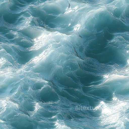 Water Texture of Realistic Ocean Surface with Dynamic Waves and Light Reflections seamless Water PBR texture