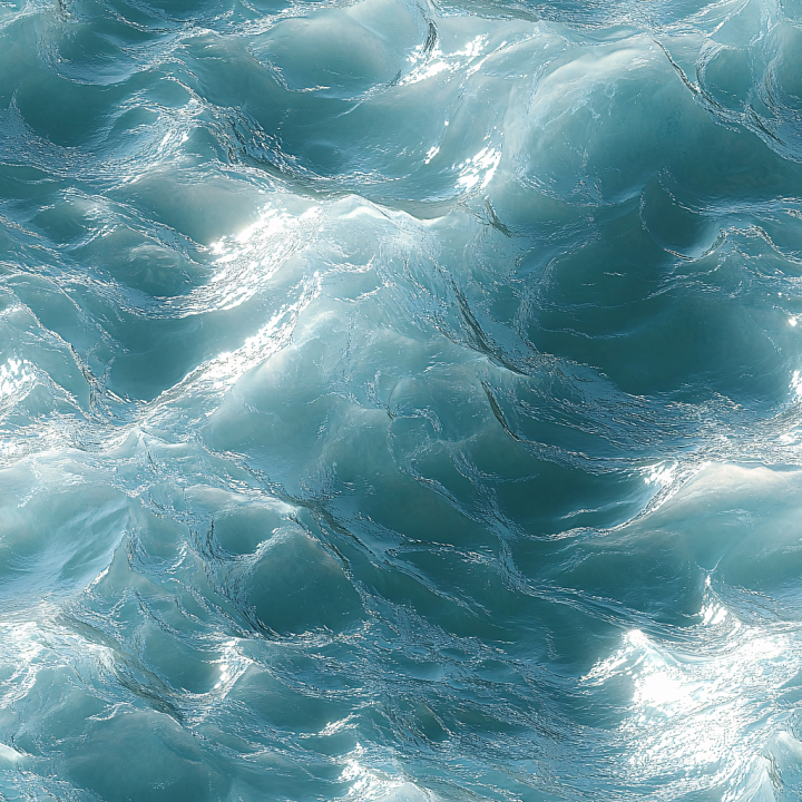 Water of Realistic Ocean Surface with Dynamic Waves and Light Reflectio… seamless PBR texture preview